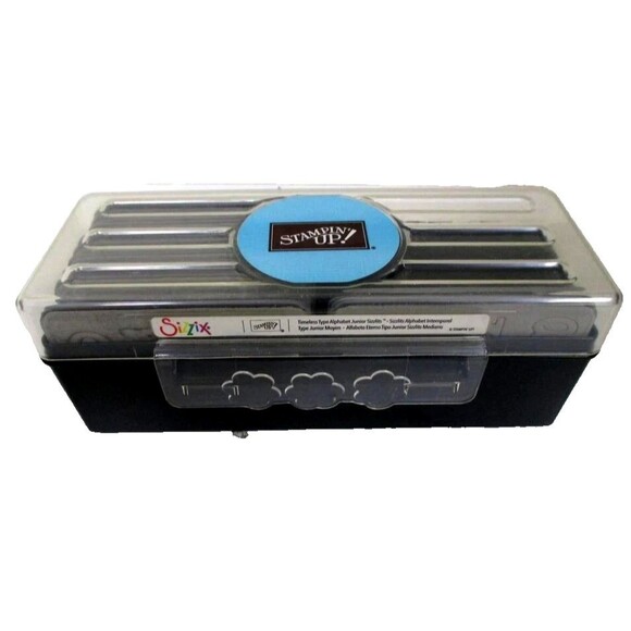 Stampin Up SIZzIX Timeless Type Alphabet Numbers Junior Sizzlets In Case - Picture 1 of 8